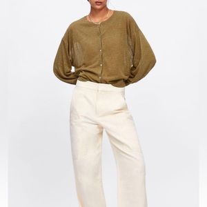 ZARA Drop-shouldered Puff-sleeved Cardigan🐪